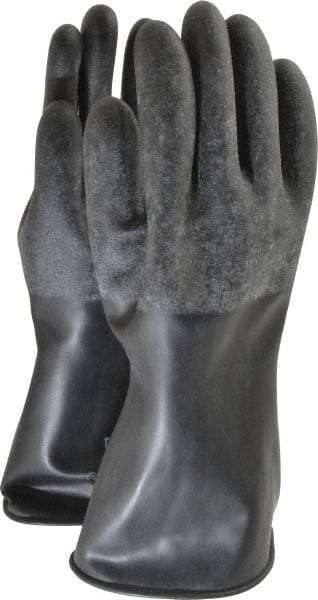 North - Size XL (10), 14" Long, 32 mil Thick, Butyl Chemical Resistant Gloves - Textured Finish, Rolled Cuff, Black - A1 Tooling