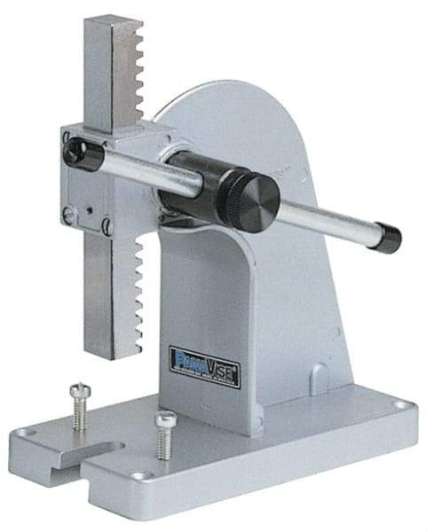 Panavise - 3/4" Ram, 2-1/8" Throat Depth, 1/4 Ton Manual Arbor Press - 4" Max Work Height x 3.7" Base Width x 7" Base Depth - A1 Tooling