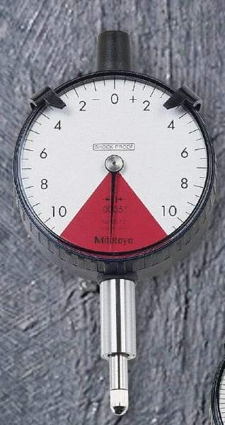 Mitutoyo - 1.6mm Range, 80-0-80 Dial Reading, 0.02mm Graduation Dial Drop Indicator - 2-1/8" Dial, 2mm Range per Revolution, 0.016mm Accuracy - A1 Tooling