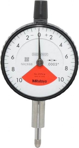 Mitutoyo - 0.02" Range, 10-0-10 Dial Reading, 0.0005" Graduation Dial Drop Indicator - 2-3/16" Dial, 0.028" Range per Revolution, 0.0005" Accuracy - A1 Tooling