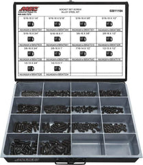 Value Collection - 500 Piece, 5/16 to 1/2, Steel Set Screw Assortment - Socket Cap Head, Hex Socket Drive, 1 to 3/4" Long - A1 Tooling