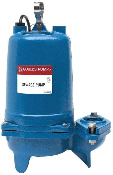 Goulds Pumps - 1/2 hp, 230 Amp Rating, 230 Volts, Nonautomatic Operation, Sewage Pump - 1 Phase, Cast Iron Housing - A1 Tooling