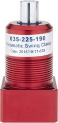 De-Sta-Co - 27 Lb Clamping Force, Right Hand Swing, 26.67mm Total Stroke, Double-Acting Pneumatic Swing Clamp - 10-32 Port, 66.55mm Body Length x 24.89mm Body Width, 0.55 Cu In, 100 Max psi - A1 Tooling