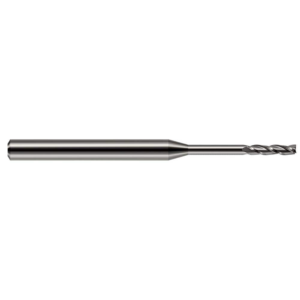 Square End Mill: 1/32'' Dia, 0.155'' LOC, 1/8'' Shank Dia, 2-1/2'' OAL, 3 Flutes, Solid Carbide Single End, Uncoated, 30 ° Helix, Centercutting, RH Cut, RH Flute