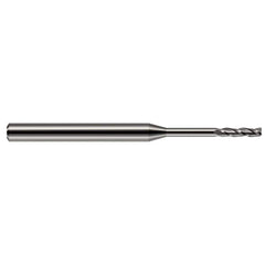 Square End Mill: 1/32'' Dia, 0.155'' LOC, 1/8'' Shank Dia, 2-1/2'' OAL, 3 Flutes, Solid Carbide Single End, Uncoated, 30 ° Helix, Centercutting, RH Cut, RH Flute