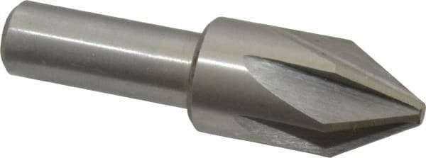 Interstate - 3/4" Head Diam, 1/2" Shank Diam, 6 Flute 60° High Speed Steel Countersink - A1 Tooling