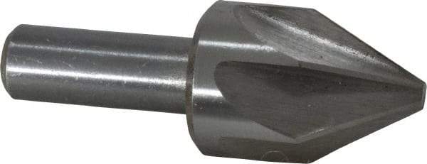 Interstate - 1" Head Diam, 1/2" Shank Diam, 6 Flute 60° High Speed Steel Countersink - Bright Finish, 2-3/4" OAL, Single End, Straight Shank, Right Hand Cut - A1 Tooling