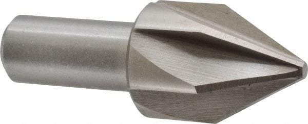 Interstate - 1-1/4" Head Diam, 3/4" Shank Diam, 6 Flute 60° High Speed Steel Countersink - Bright Finish, 3-3/8" OAL, Single End, Straight Shank, Right Hand Cut - A1 Tooling