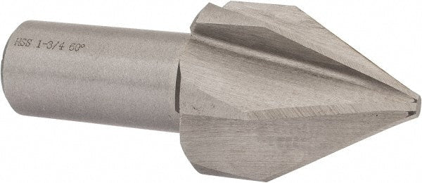 Interstate - 1-3/4" Head Diam, 1" Shank Diam, 6 Flute 60° High Speed Steel Countersink - A1 Tooling