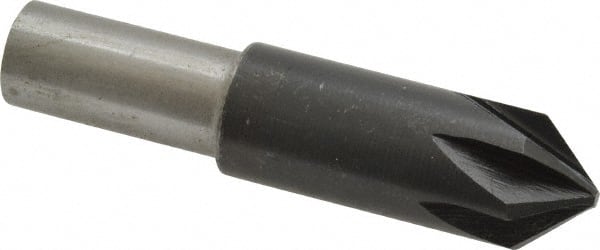 Interstate - 5/8" Head Diam, 1/2" Shank Diam, 6 Flute 82° High Speed Steel Countersink - A1 Tooling