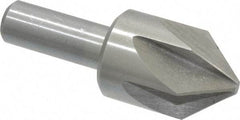 Interstate - 1" Head Diam, 1/2" Shank Diam, 6 Flute 82° High Speed Steel Countersink - Bright Finish, 2-3/4" OAL, Single End, Straight Shank, Right Hand Cut - A1 Tooling