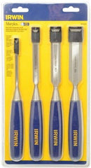 Irwin - 4 Piece Wood Chisel Set - 10-3/4" OAL, Sizes Included 1/4 to 1" - A1 Tooling