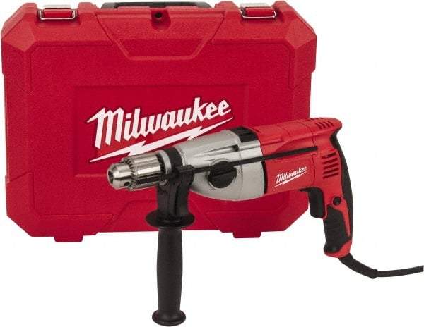 Milwaukee Tool - 120 Volt 1/2" Keyed Chuck Electric Hammer Drill - 0 to 20,000 & 0 to 40,000 BPM, 0 to 1,350 & 0 to 2,500 RPM, Reversible - A1 Tooling