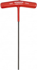 Bondhus - 2.5mm Hex, T-Handle Cushion Grip, Hex Key - 9" OAL, Metric System of Measurement - A1 Tooling