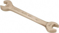 Ampco - 7/16" x 1/2" Nonsparking Open End Wrench - 5" OAL, Double End, Plain Finish, 15° Head Angle - A1 Tooling