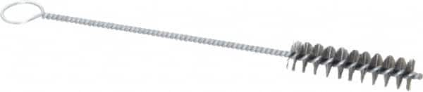 PRO-SOURCE - 2-1/2" Long x 5/8" Diam Steel Twisted Wire Bristle Brush - Single Spiral, 9" OAL, 0.008" Wire Diam, 0.142" Shank Diam - A1 Tooling