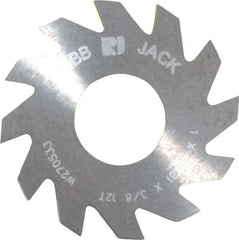 RobbJack - 1" Diam x 0.0781" Blade Thickness x 3/8" Arbor Hole Diam, 12 Tooth Slitting and Slotting Saw - Arbor Connection, Right Hand, Uncoated, Solid Carbide, Concave Ground - A1 Tooling