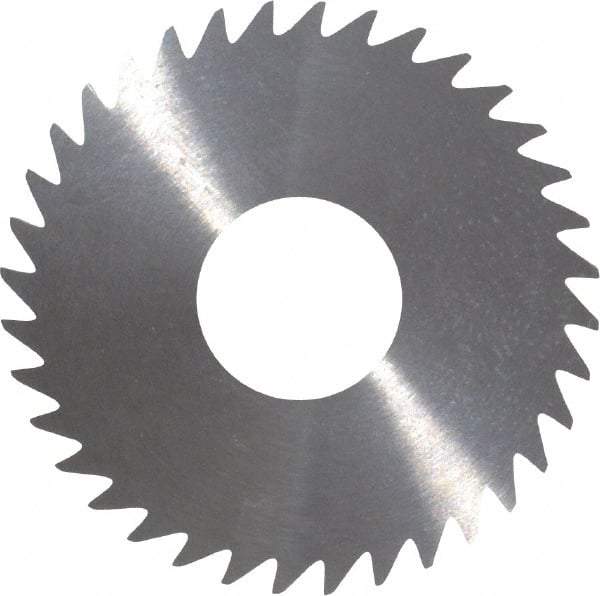 RobbJack - 1-1/2" Diam x 0.023" Blade Thickness x 1/2" Arbor Hole Diam, 36 Tooth Slitting and Slotting Saw - Arbor Connection, Right Hand, Uncoated, Solid Carbide, Concave Ground - A1 Tooling