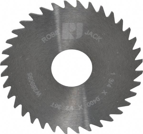 RobbJack - 1-3/4" Diam x 0.04" Blade Thickness x 1/2" Arbor Hole Diam, 36 Tooth Slitting and Slotting Saw - Arbor Connection, Right Hand, Uncoated, Solid Carbide, Concave Ground - A1 Tooling