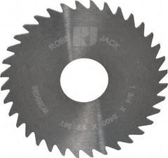 RobbJack - 1-3/4" Diam x 0.04" Blade Thickness x 1/2" Arbor Hole Diam, 36 Tooth Slitting and Slotting Saw - Arbor Connection, Right Hand, Uncoated, Solid Carbide, Concave Ground - A1 Tooling