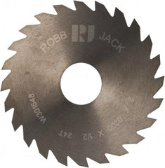 RobbJack - 2" Diam x 0.02" Blade Thickness x 1/2" Arbor Hole Diam, 24 Tooth Slitting and Slotting Saw - Arbor Connection, Right Hand, Uncoated, Solid Carbide, Concave Ground - A1 Tooling