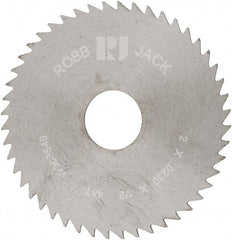 RobbJack - 2" Diam x 0.023" Blade Thickness x 1/2" Arbor Hole Diam, 48 Tooth Slitting and Slotting Saw - Arbor Connection, Right Hand, Uncoated, Solid Carbide, Concave Ground - A1 Tooling