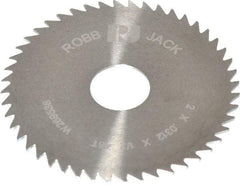 RobbJack - 2" Diam x 0.0312" Blade Thickness x 1/2" Arbor Hole Diam, 48 Tooth Slitting and Slotting Saw - Arbor Connection, Right Hand, Uncoated, Solid Carbide, Concave Ground - A1 Tooling