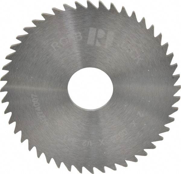 RobbJack - 2" Diam x 1/16" Blade Thickness x 1/2" Arbor Hole Diam, 48 Tooth Slitting and Slotting Saw - Arbor Connection, Right Hand, Uncoated, Solid Carbide, Concave Ground - A1 Tooling