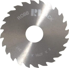 RobbJack - 2" Diam x 0.0781" Blade Thickness x 1/2" Arbor Hole Diam, 24 Tooth Slitting and Slotting Saw - Arbor Connection, Right Hand, Uncoated, Solid Carbide, Concave Ground - A1 Tooling