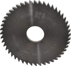 RobbJack - 2" Diam x 0.0937" Blade Thickness x 1/2" Arbor Hole Diam, 48 Tooth Slitting and Slotting Saw - Arbor Connection, Right Hand, Uncoated, Solid Carbide, Concave Ground - A1 Tooling