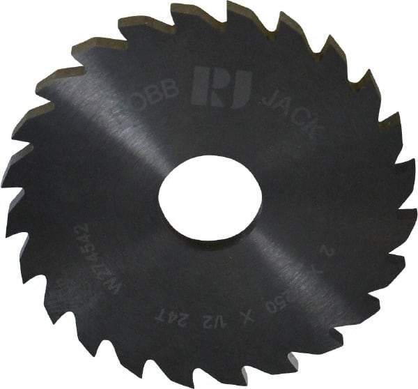 RobbJack - 2" Diam x 1/8" Blade Thickness x 1/2" Arbor Hole Diam, 24 Tooth Slitting and Slotting Saw - Arbor Connection, Right Hand, Uncoated, Solid Carbide, Concave Ground - A1 Tooling