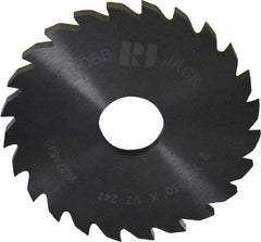 RobbJack - 2" Diam x 1/8" Blade Thickness x 1/2" Arbor Hole Diam, 24 Tooth Slitting and Slotting Saw - Arbor Connection, Right Hand, Uncoated, Solid Carbide, Concave Ground - A1 Tooling