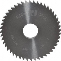 RobbJack - 2" Diam x 3/16" Blade Thickness x 1/2" Arbor Hole Diam, 48 Tooth Slitting and Slotting Saw - Arbor Connection, Right Hand, Uncoated, Solid Carbide, Concave Ground - A1 Tooling