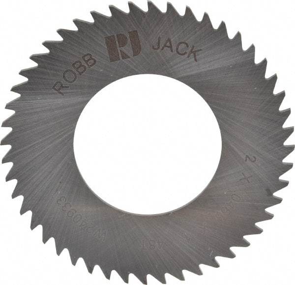 RobbJack - 2" Diam x 0.0468" Blade Thickness x 1" Arbor Hole Diam, 48 Tooth Slitting and Slotting Saw - Arbor Connection, Right Hand, Uncoated, Solid Carbide, Concave Ground - A1 Tooling