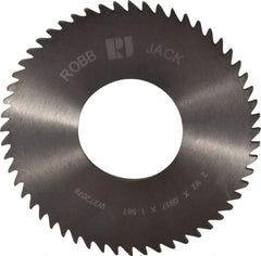 RobbJack - 2-1/2" Diam x 0.0937" Blade Thickness x 1" Arbor Hole Diam, 56 Tooth Slitting and Slotting Saw - Arbor Connection, Right Hand, Uncoated, Solid Carbide, Concave Ground - A1 Tooling