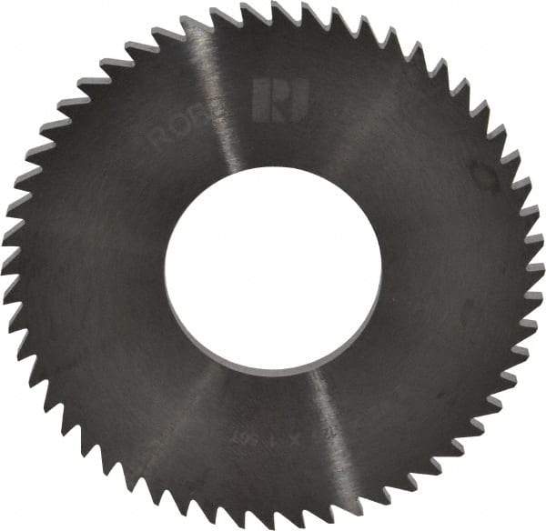 RobbJack - 2-1/2" Diam x 1/8" Blade Thickness x 1" Arbor Hole Diam, 56 Tooth Slitting and Slotting Saw - Arbor Connection, Right Hand, Uncoated, Solid Carbide, Concave Ground - A1 Tooling