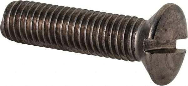 Value Collection - M10x1.50 Metric Coarse, 40mm OAL Slotted Drive Machine Screw - Oval Head, Grade 18-8 & A2 Stainless Steel, Uncoated, Without Washer - A1 Tooling