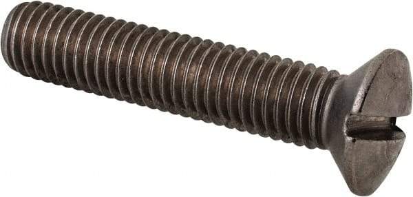 Value Collection - M10x1.50 Metric Coarse, 50mm OAL Slotted Drive Machine Screw - Oval Head, Grade 18-8 & A2 Stainless Steel, Uncoated, Without Washer - A1 Tooling