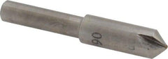 Interstate - 1/4" Head Diam, 3/16" Shank Diam, 3 Flute 90° High Speed Steel Countersink - Bright Finish, 2" OAL, Single End, Straight Shank, Right Hand Cut - A1 Tooling