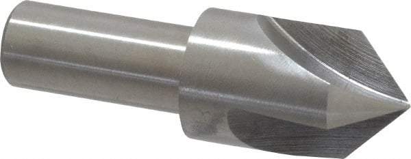 Interstate - 3/4" Head Diam, 1/2" Shank Diam, 3 Flute 90° High Speed Steel Countersink - Bright Finish, 2-3/4" OAL, Single End, Straight Shank, Right Hand Cut - A1 Tooling