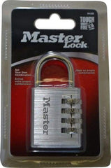 Master Lock - 1-9/16" Body Width, 7/8" Shackle Clearance, Aluminum Chrome Plated Combination Lock - 1/4" Shackle Diam, 1" Shackle Width - A1 Tooling