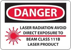 NMC - "Danger - Laser Radiation - Avoid Direct Exposure to Beam - Class 111b Laser Product", 10" Long x 14" Wide, Rigid Plastic Safety Sign - Rectangle, 0.05" Thick, Use for Accident Prevention - A1 Tooling