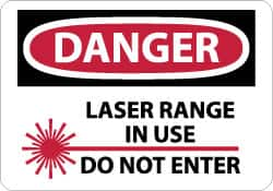 NMC - "Danger - Laser Range in Use - Do Not Enter", 10" Long x 14" Wide, Rigid Plastic Safety Sign - Rectangle, 0.05" Thick, Use for Security & Admittance - A1 Tooling