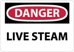 NMC - "Danger - Live Steam", 10" Long x 14" Wide, Rigid Plastic Safety Sign - Rectangle, 0.05" Thick, Use for Accident Prevention - A1 Tooling