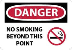 NMC - "Danger - No Smoking Beyond This Point", 10" Long x 14" Wide, Rigid Plastic Safety Sign - Rectangle, 0.05" Thick, Use for Accident Prevention - A1 Tooling