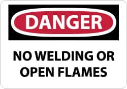 NMC - "Danger - No Welding or Open Flames", 10" Long x 14" Wide, Rigid Plastic Safety Sign - Rectangle, 0.05" Thick, Use for Accident Prevention - A1 Tooling