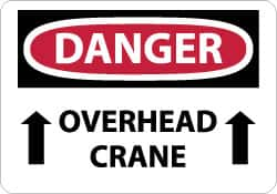 NMC - "Danger - Overhead Crane", 10" Long x 14" Wide, Rigid Plastic Safety Sign - Rectangle, 0.05" Thick, Use for Accident Prevention - A1 Tooling