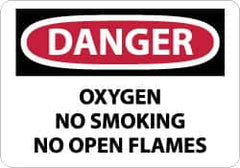 NMC - "Danger - Oxygen, No Smoking, No Open Flames", 10" Long x 14" Wide, Rigid Plastic Safety Sign - Rectangle, 0.05" Thick, Use for Accident Prevention - A1 Tooling