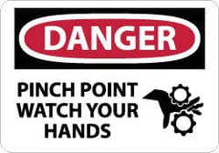 NMC - "Danger - Pinch Point - Watch Your Hands", 10" Long x 14" Wide, Rigid Plastic Safety Sign - Rectangle, 0.05" Thick, Use for Accident Prevention - A1 Tooling