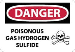 NMC - "Danger - Poisonous Gas - Hydrogen Sulfide", 10" Long x 14" Wide, Rigid Plastic Safety Sign - Rectangle, 0.05" Thick, Use for Hazardous Materials - A1 Tooling